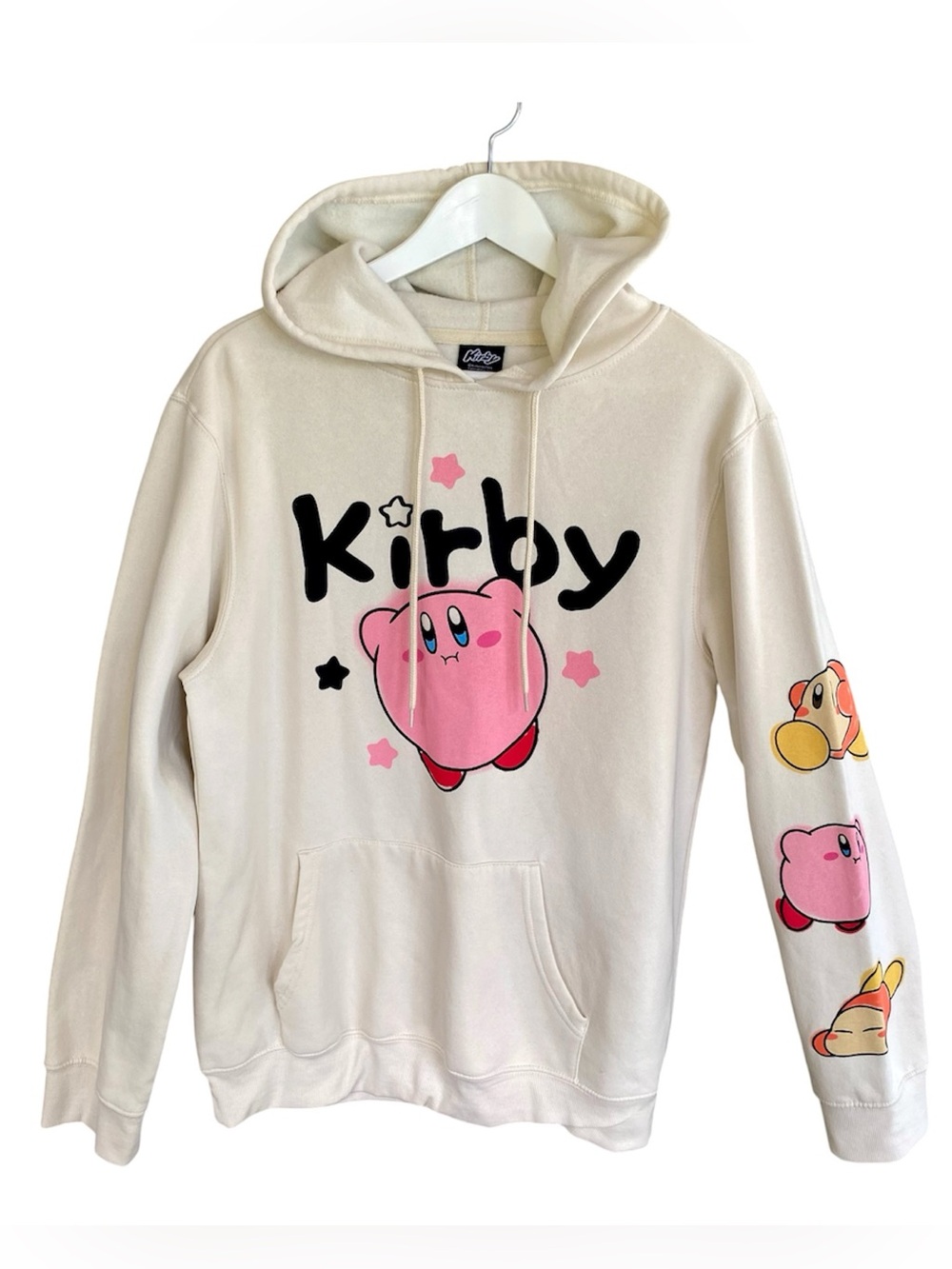 Kirby Nintendo Hoodie Sweatshirt Graphics Pullover Cream Pink Unisex XL